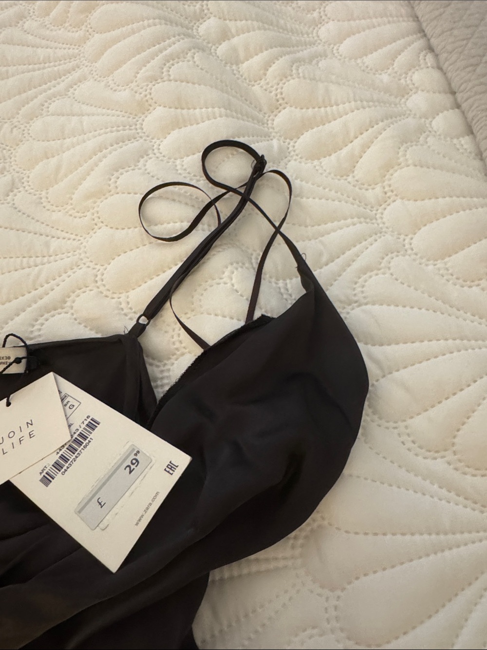 Zara Black Satin Maxi Slip Dress with Side Ruching - Picture 5 of 8